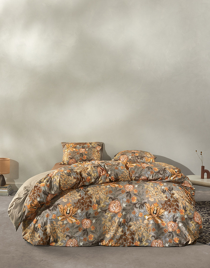 Veron Parure de lit, 140 x 200 cm, brun clair, avec taie d'oreiller 70 x 90 cm, fermeture éclair