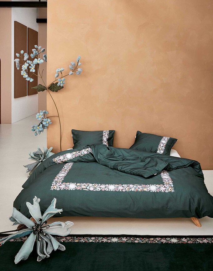 Veroniq Posteljnina, 140 x 220 cm, zelena, z 1 prevleko za vzglavnik 60 x 70 cm, zapiranje na preklop