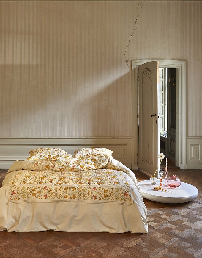 Vicia Parure de lit avec fermeture éclair, 155 x 220 cm, jaune, pour oreiller 80 x 80 cm, Set 2 pièces