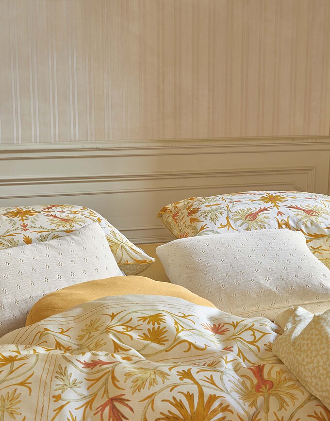 Vicia Parure de lit avec fermeture éclair, 155 x 220 cm, jaune, pour oreiller 80 x 80 cm, Set 2 pièces