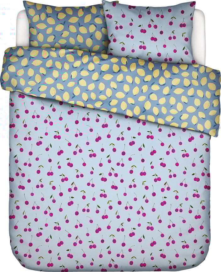 Zesty Cherry Posteljina 240x220 cm svijetloplava s 2 jastučnice 60x70 cm zatvaranje na preklop