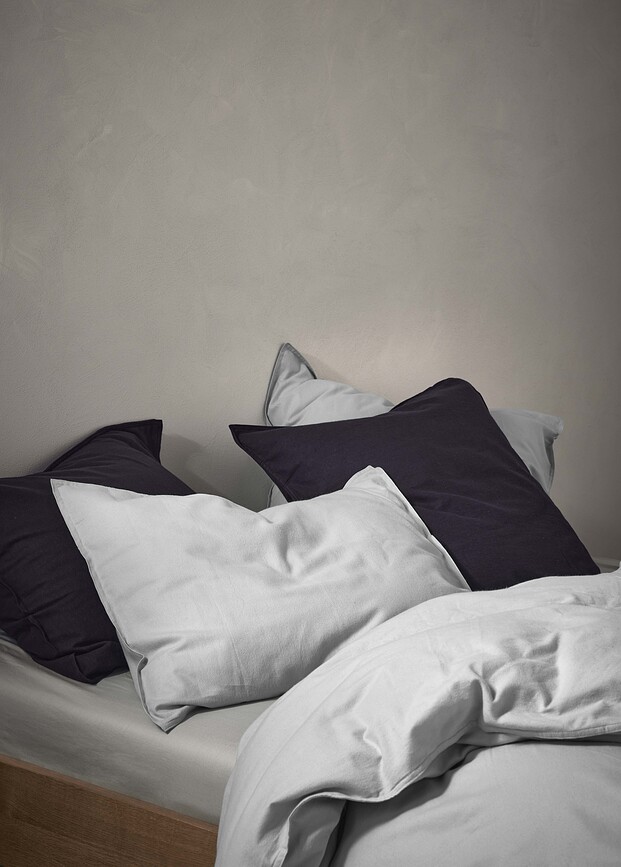 Zeva Housse de Couette avec Taie d'Oreiller, 140 x 220 cm, 60 x 70 cm, gris clair, fermeture rabat