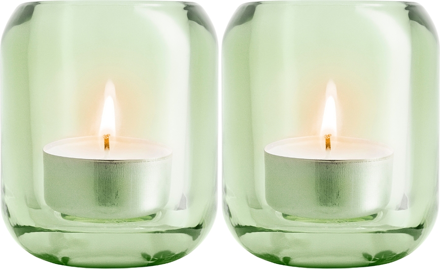Acorn Porte-bougies chauffe-plat, jade, Lot de 2