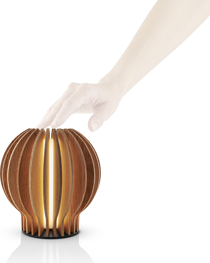 Lámpara de Mesa LED Radiant Round, acabado roble oscuro