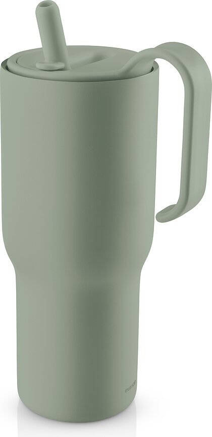 Mug isotherme avec paille SipnGo 0,9 l, vert eucalyptus