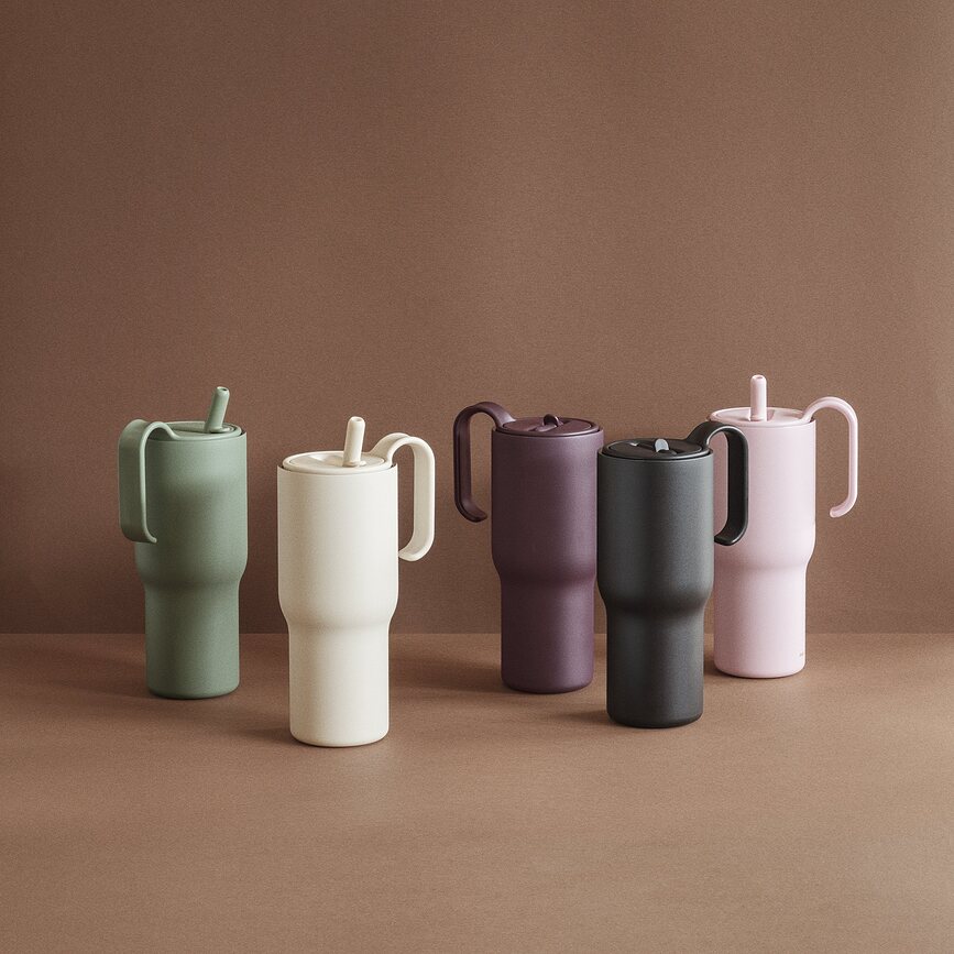 Mug isotherme avec paille SipnGo 0,9 l, couleur figue