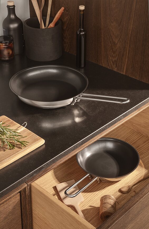 Sartén de acero inoxidable Eva Trio, 20 cm, con revestimiento antiadherente Slip-Let