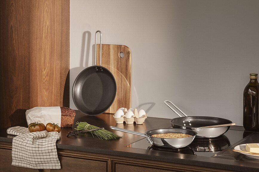 Sartén de acero inoxidable Eva Trio, 20 cm, con revestimiento antiadherente Slip-Let