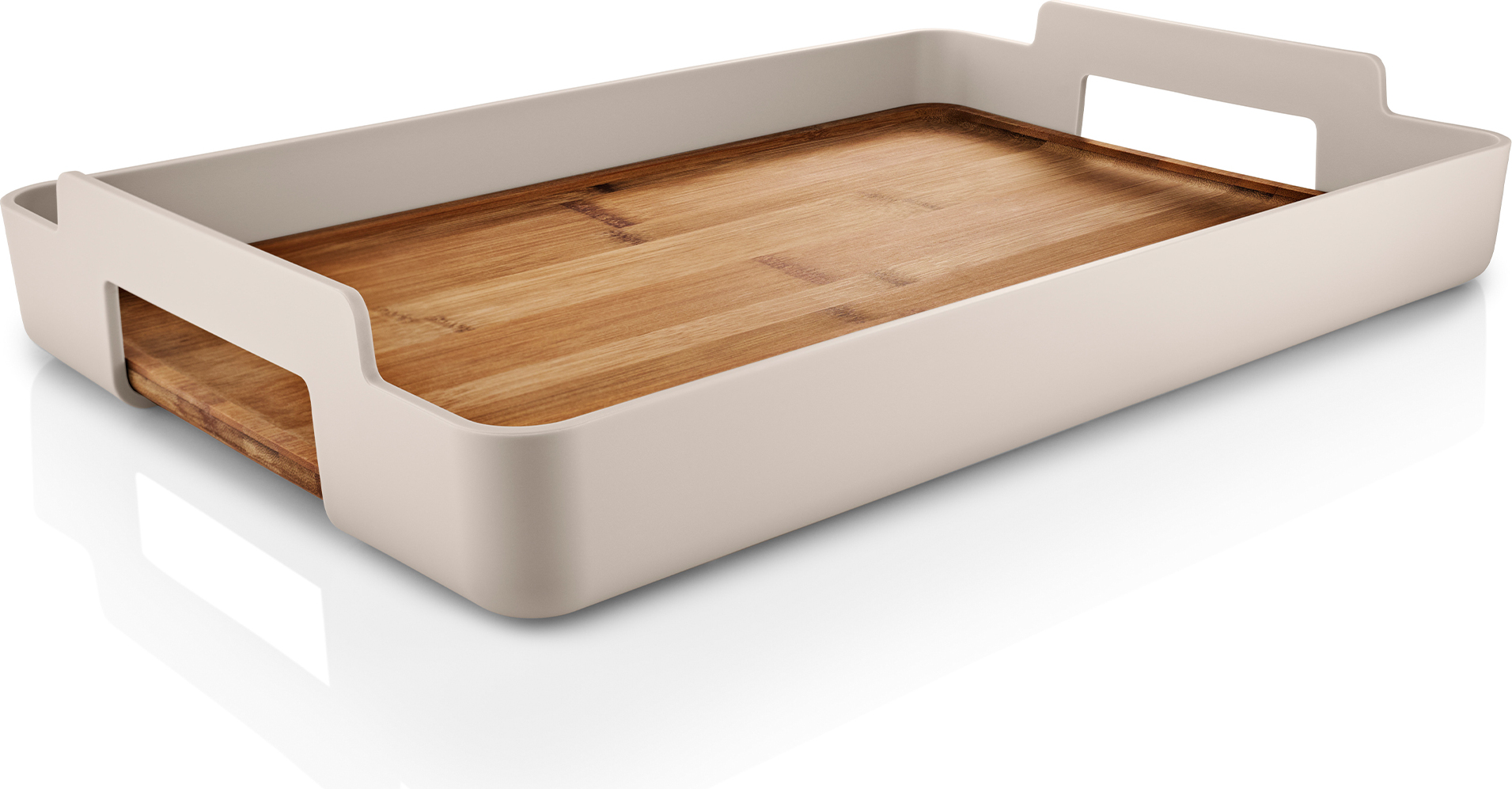 Nordic Kitchen Serviertablett rechteckig, 50 x 34 cm, sandfarben, Bambus