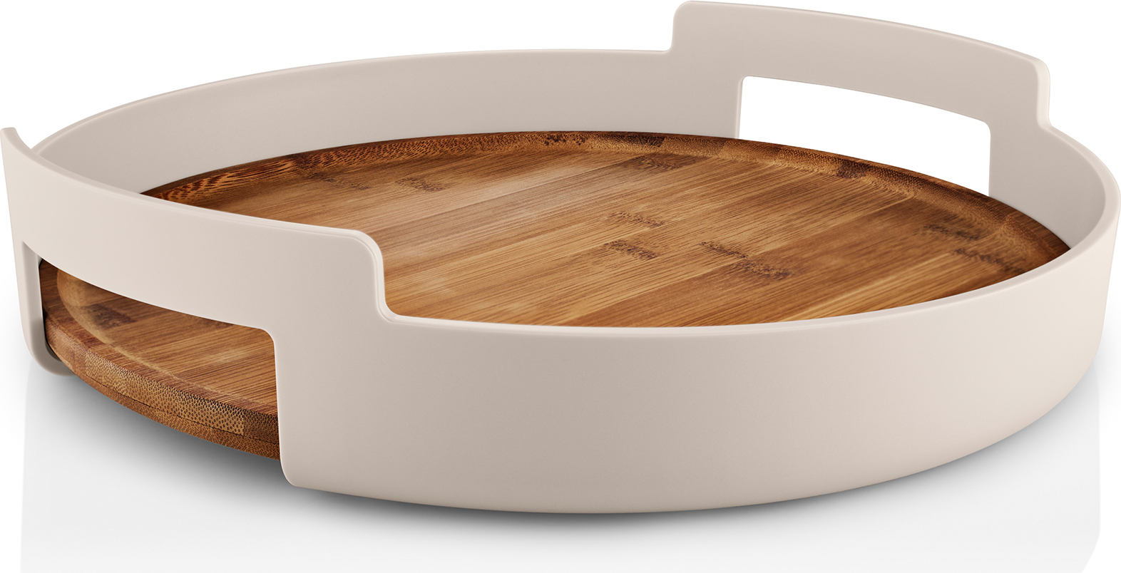 Nordic Kitchen Serviertablett rund, 35 cm, sandfarben, Bambus