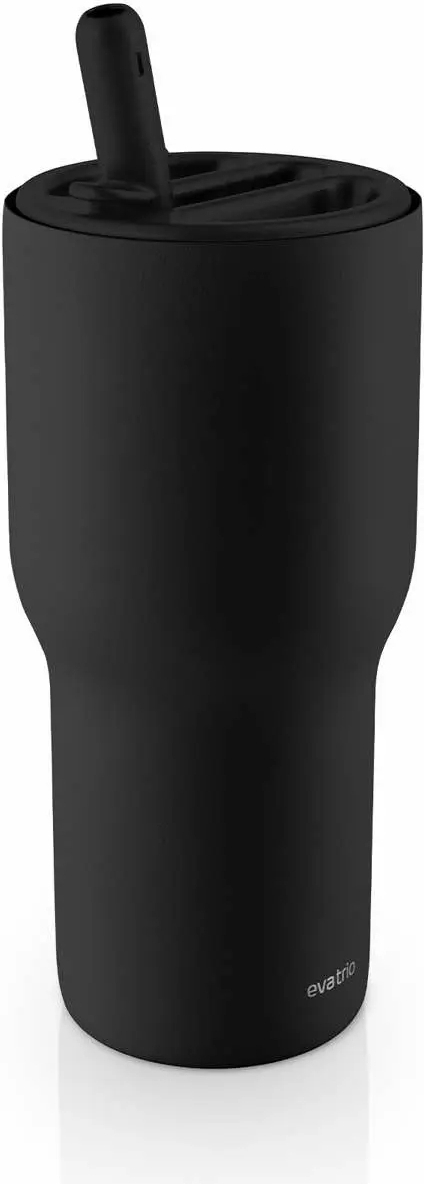SipnGo Thermobecher mit Strohhalm 0,6 l, Schwarz