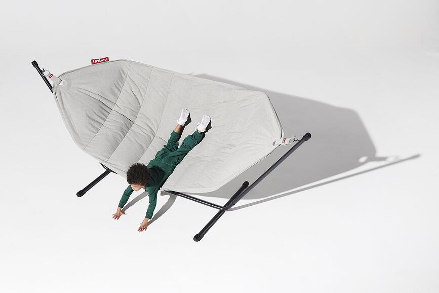 Hamaca Headdemock Superb, a rayas, color marrón y crema, con soporte