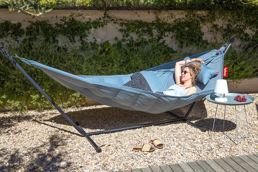 Hamaca Headdemock Superb, gris claro, con soporte y cojín