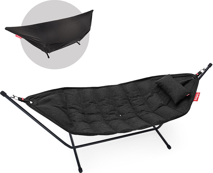 Hamakas Headdemock Superb Deluxe su stovu, pagalve ir užvalkalu pilkos spalvos