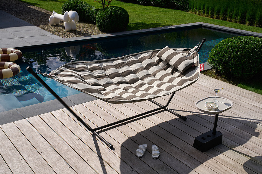 Headdemock Superb Hamac avec support, à rayures marron et crème