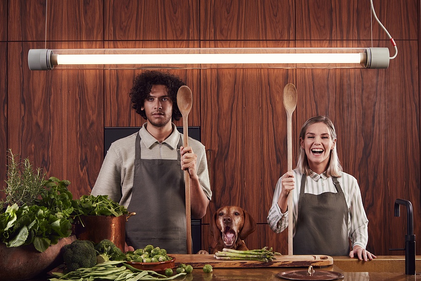 Lámpara colgante y de pared Tjoep, grande, gris claro