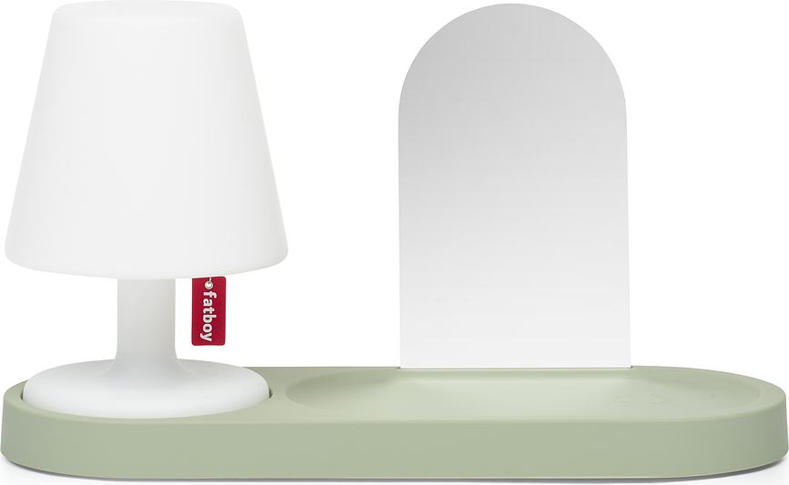 Lampe til bord Edison the Petit med lysegrøn hylde
