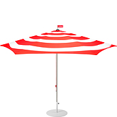 Parasol ogrodowy Stripesol czerwony z jasnoszarym stojakiem