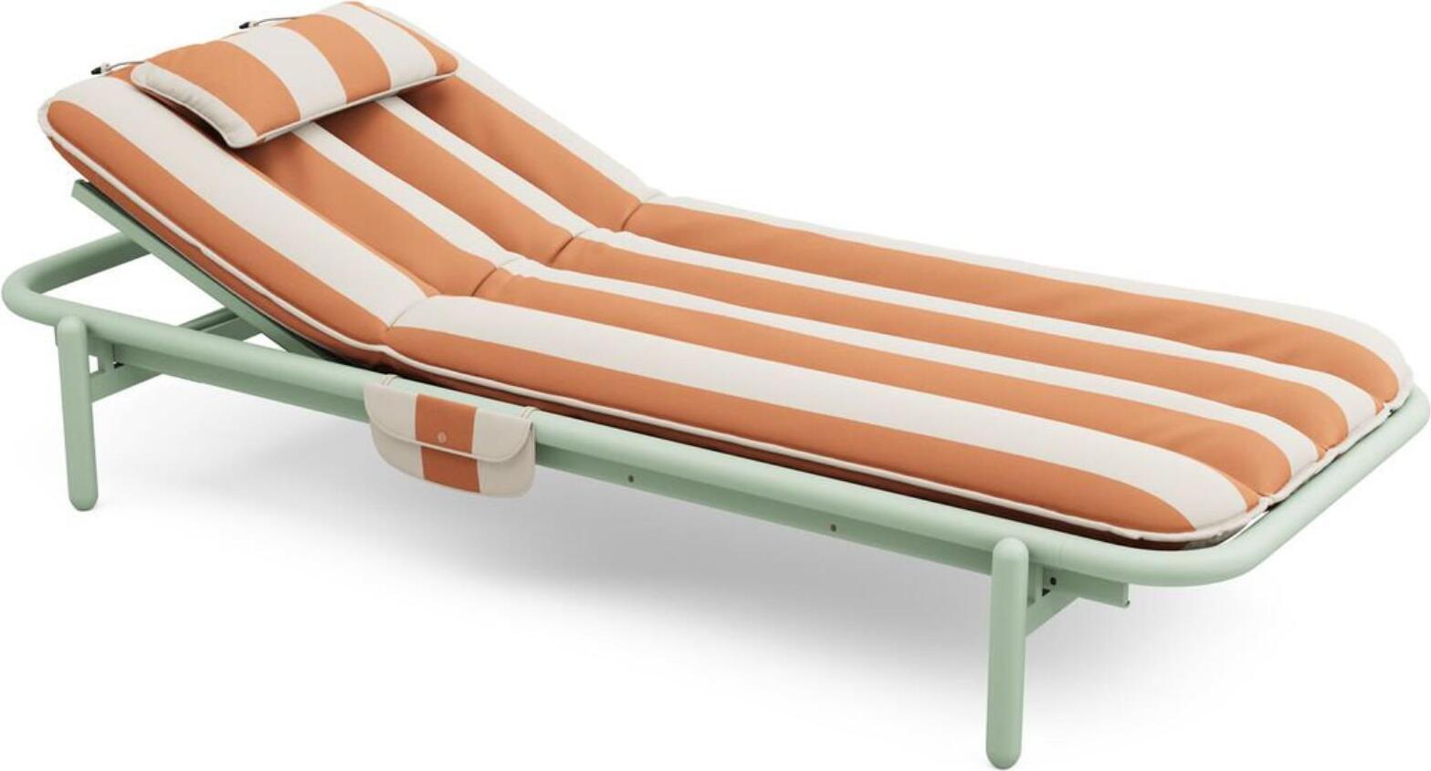 Sunbun Mist Green Gartenliege, gestreift orange-beige