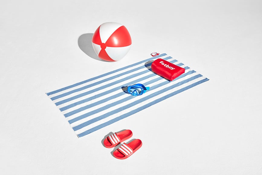 Toalla de Playa con estuche Beach, azul, Set de 2 piezas