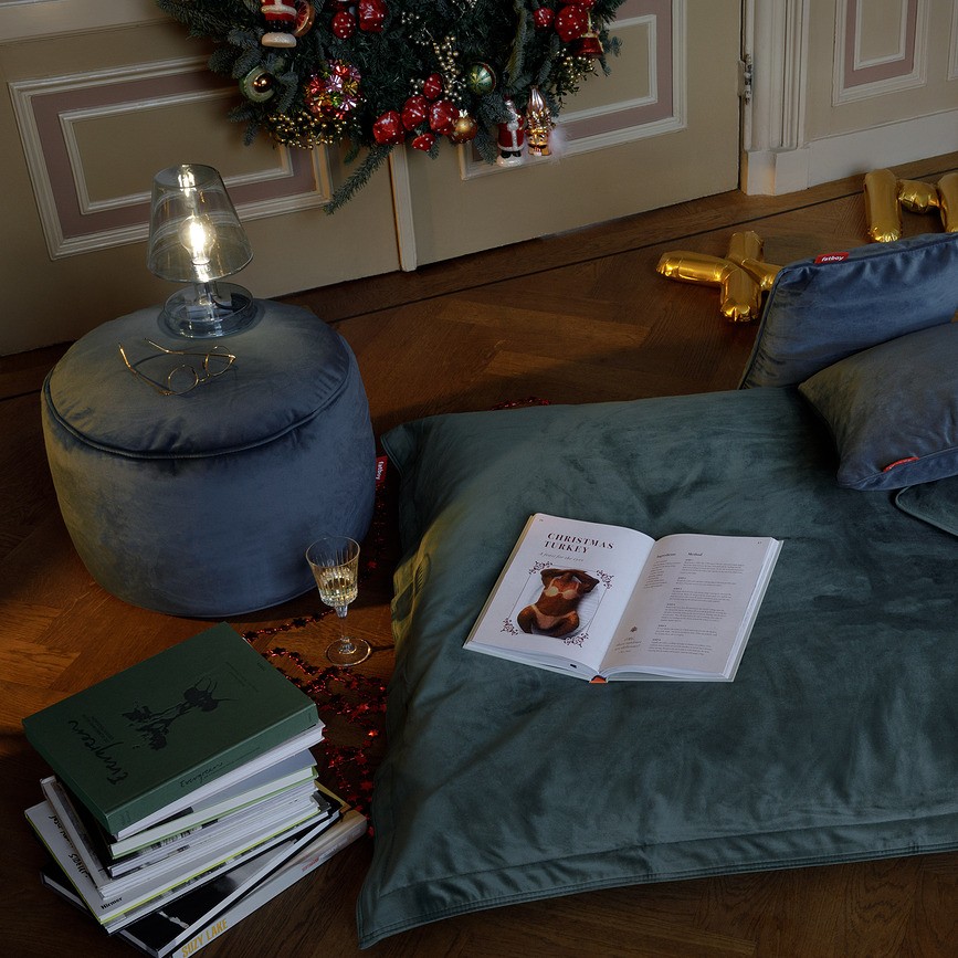 Velvet King Coussin Décoratif en velours, bleu foncé