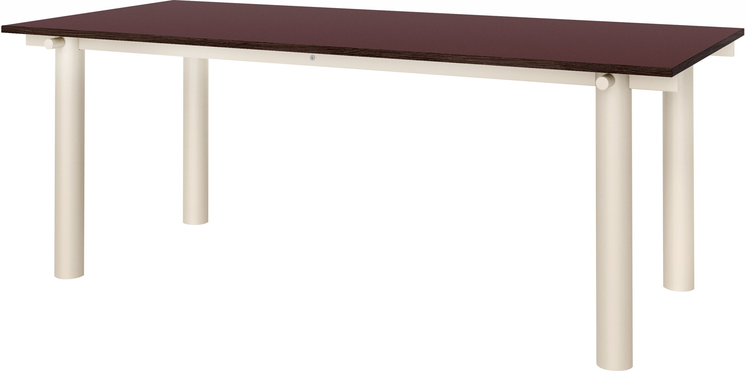 Atura Tisch 90 x 200 cm, heller Rahmen, bordeauxfarbene Platte
