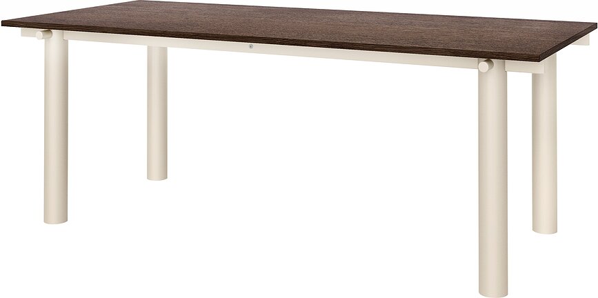 Atura Tisch 90 x 200 cm, heller Rahmen, Platte aus geräucherter Eiche