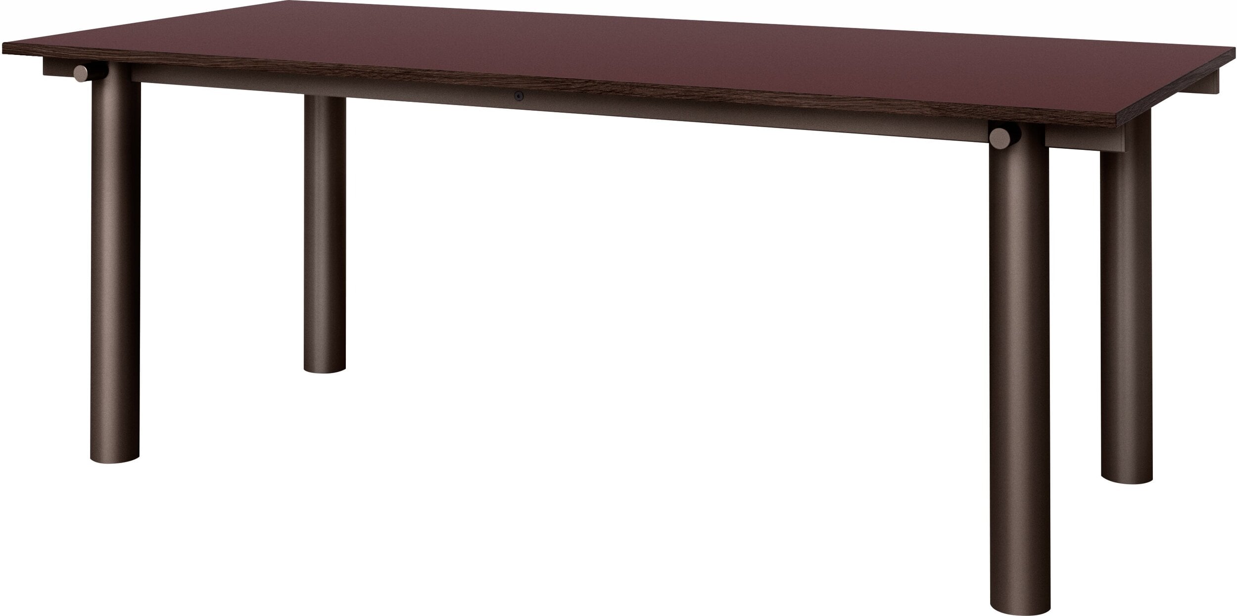 Atura Tisch 90 x 200 cm, mit dunklem Gestell und bordeauxfarbener Platte