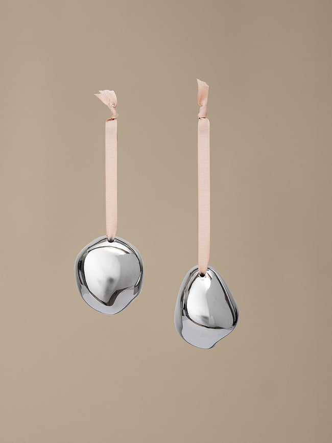 Bellure Boules de Noël, argentées, Lot de 2