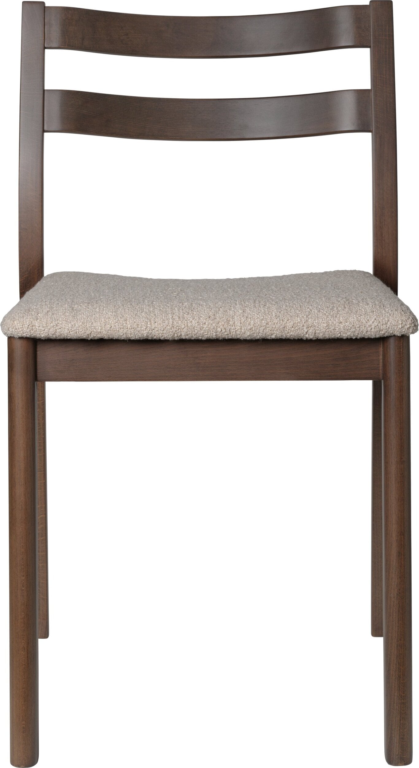 Boda Soft Bouclé Stuhl, beige, mit gepolstertem Sitz, dunkle Buche