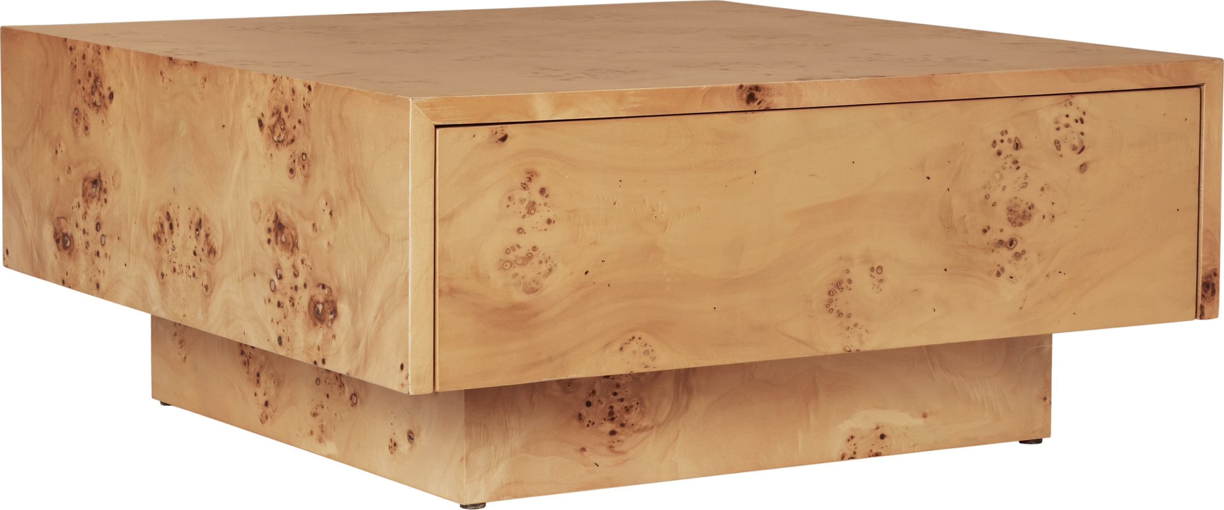 Burl Couchtisch mit Schublade, Naturholz