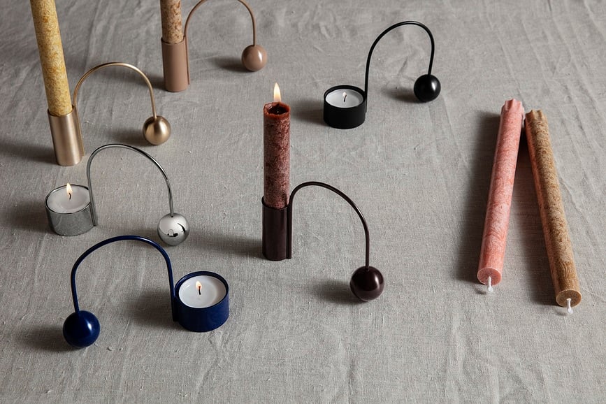 Candelabro Balance de latón, dorado