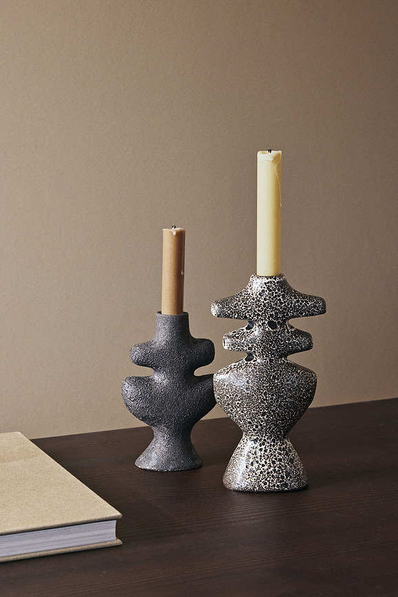 Portavelas clásico Yara, 19,5 cm, color arena