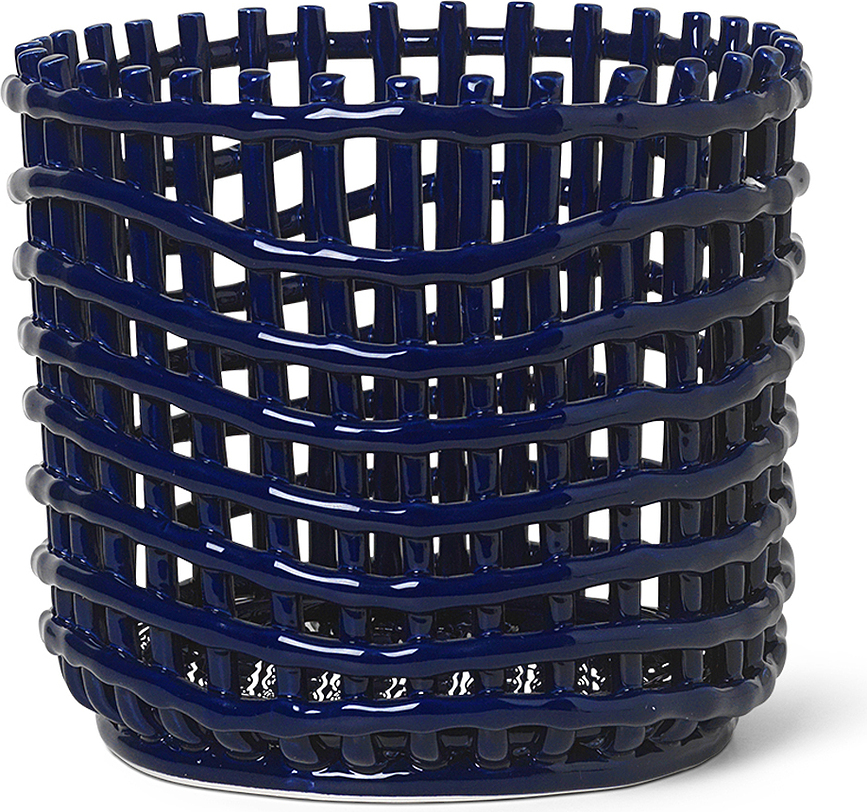 Cesto de cerámica Ferm Living, 21 cm, azul