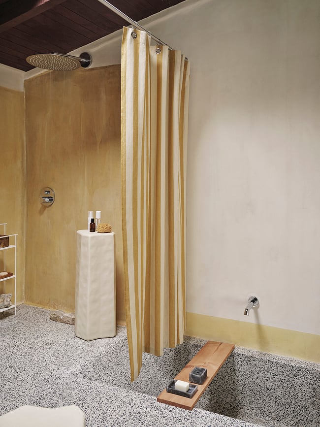 Chambray Zavesa za prho, peščena