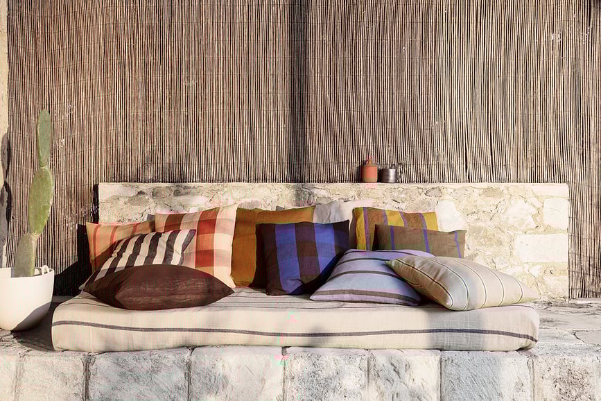 Cojín decorativo de rayas Grand, caramelo