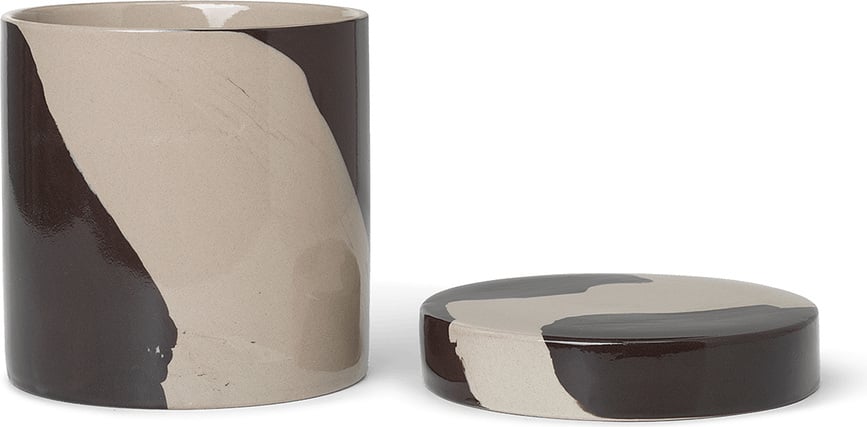 Bote de gres Inlay, 14 cm, con tapa