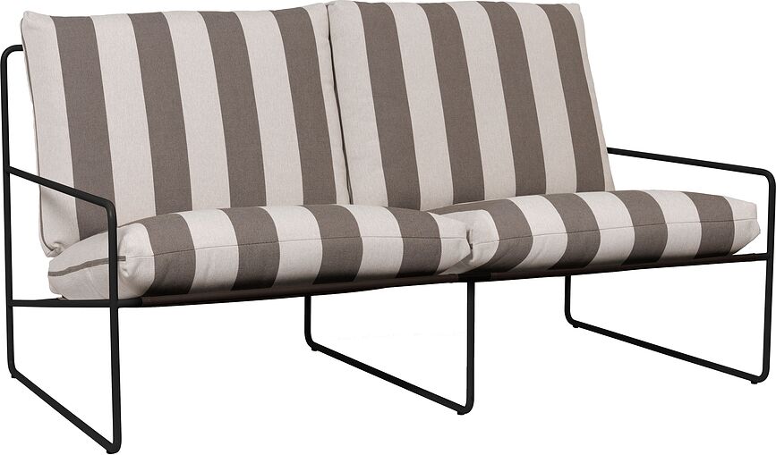 Desert Stripe Gartensofa doppelt mit schwarzem Rahmen