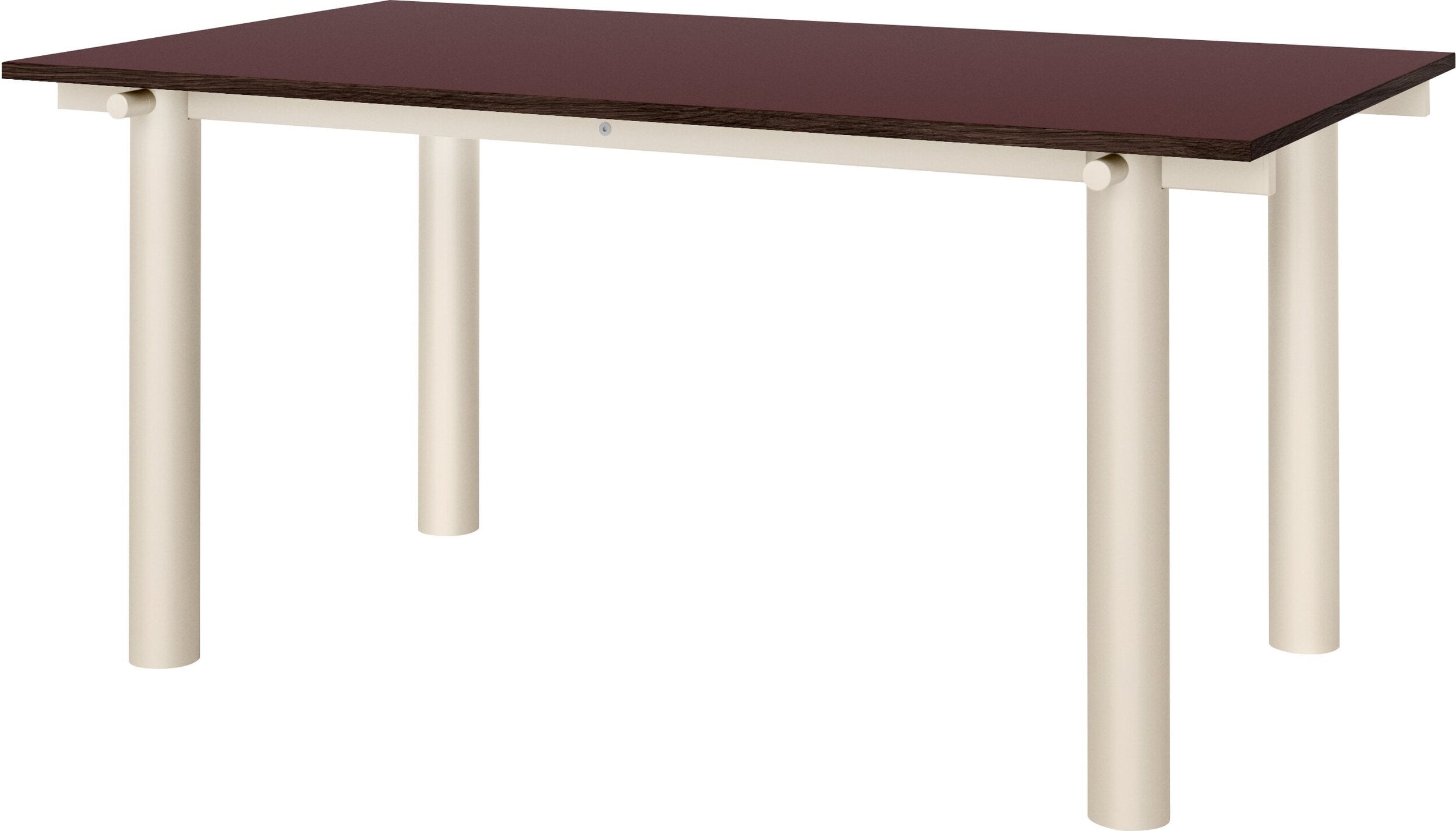 Esstisch Atura 90 x 160 cm, heller Rahmen, bordeauxfarbene Tischplatte