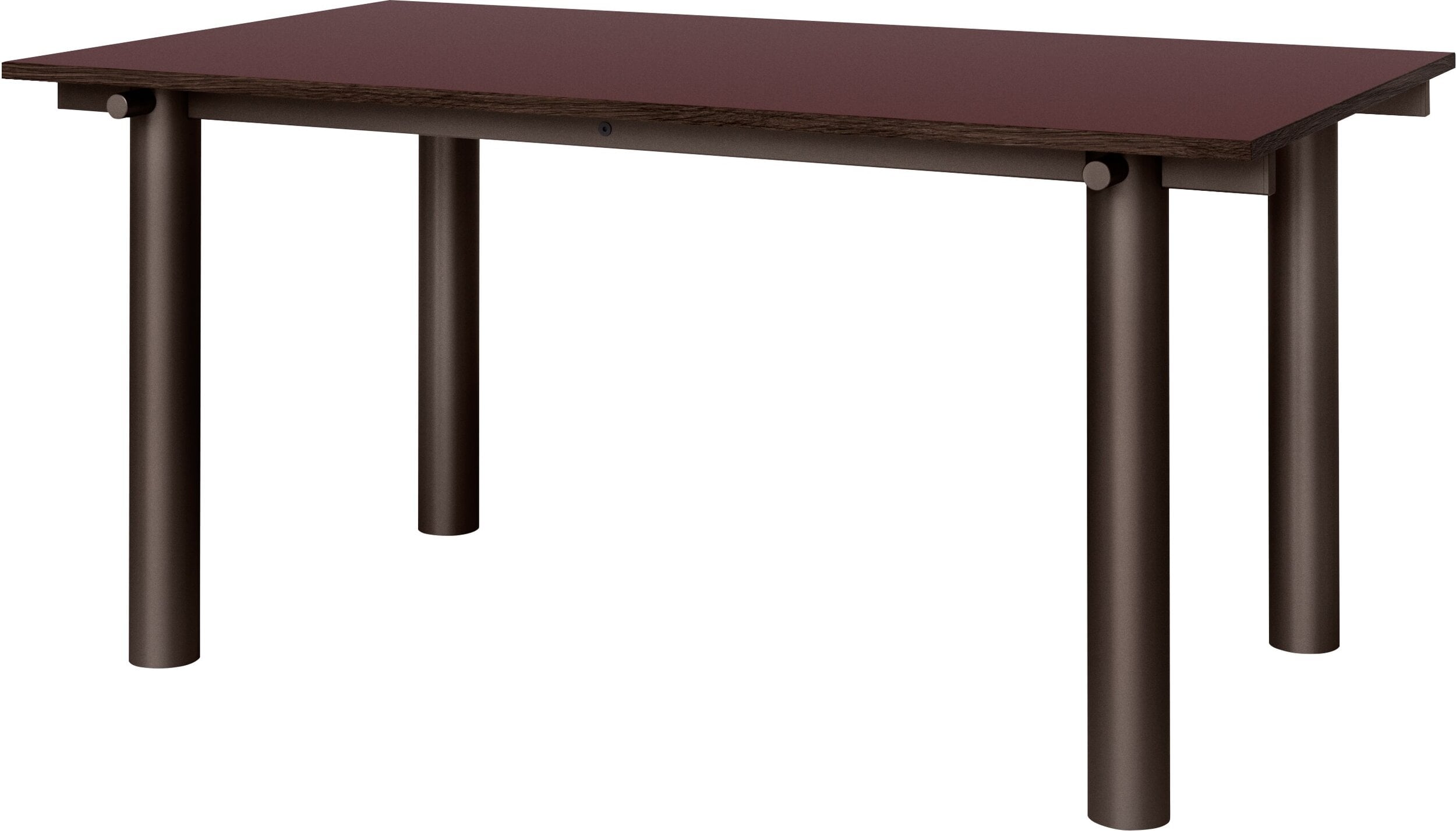 Esstisch Atura 90 x 160 cm, mit dunklem Gestell und bordeauxroter Platte