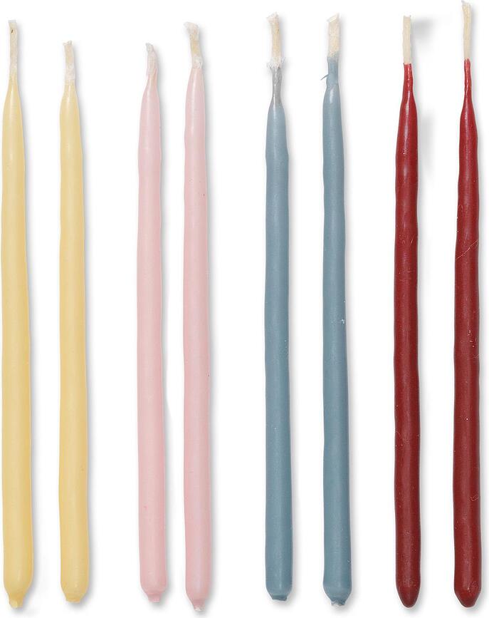 Ferm Living Bougies d'Anniversaire, colorées, Lot de 24