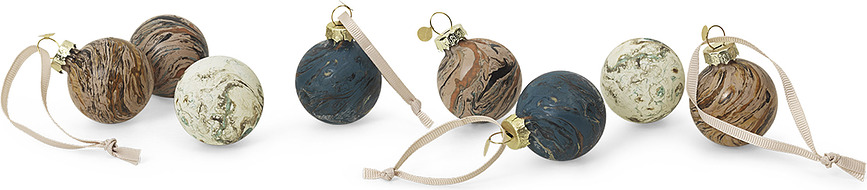 Ferm Living Boules de Noël S, marbrées, Lot de 8