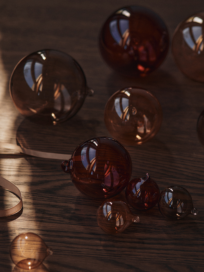 Ferm Living Boules de Noël, taille L, dorées, rouges et bordeaux, Lot de 3