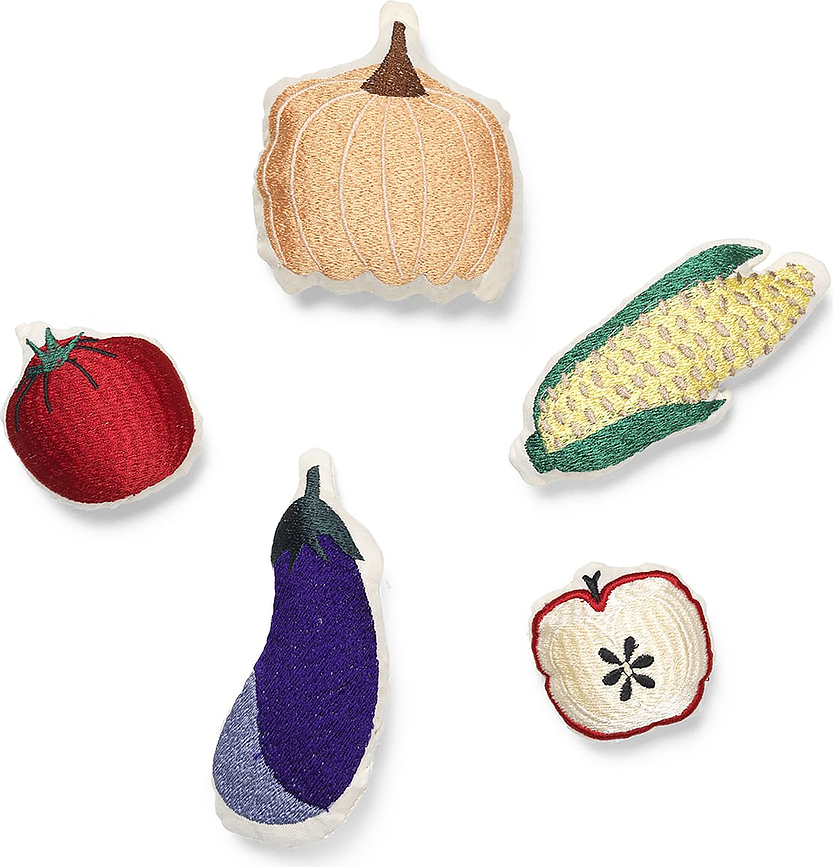Ferm Living Jouet Légumes, en coton, Lot de 5