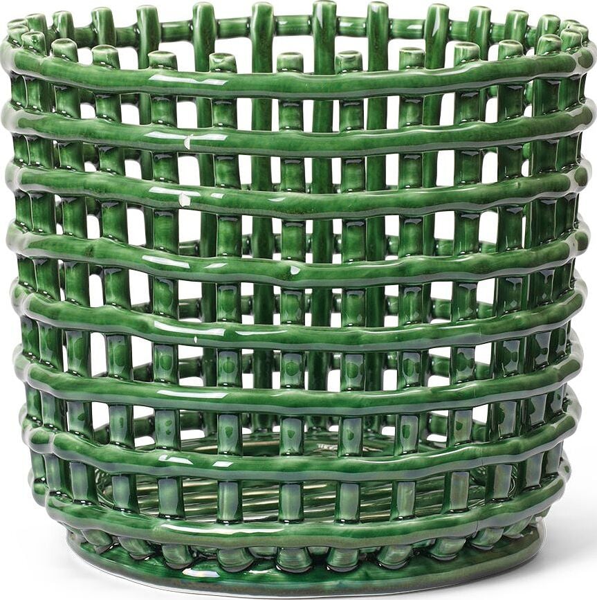 Ferm Living Panier de Rangement 21 cm, émeraude, en céramique