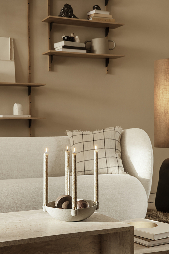 Ferm Living Svečnik pladenj, 27 cm, bež, keramičen