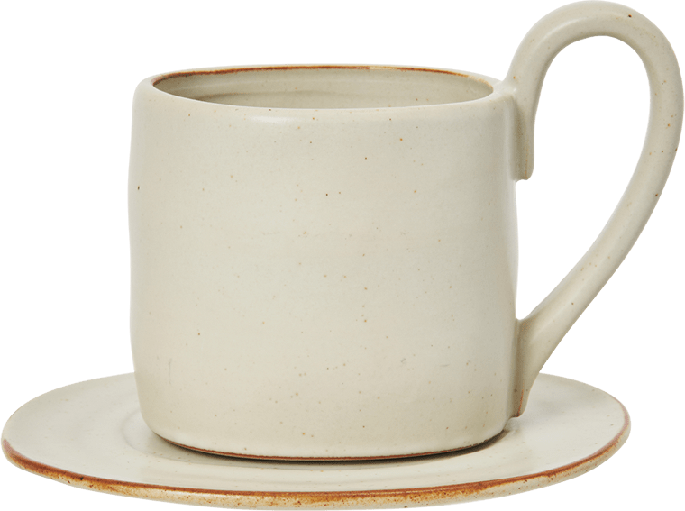 Flow Tasse mit Untertasse gebrochenes Weiß, 2-teilig