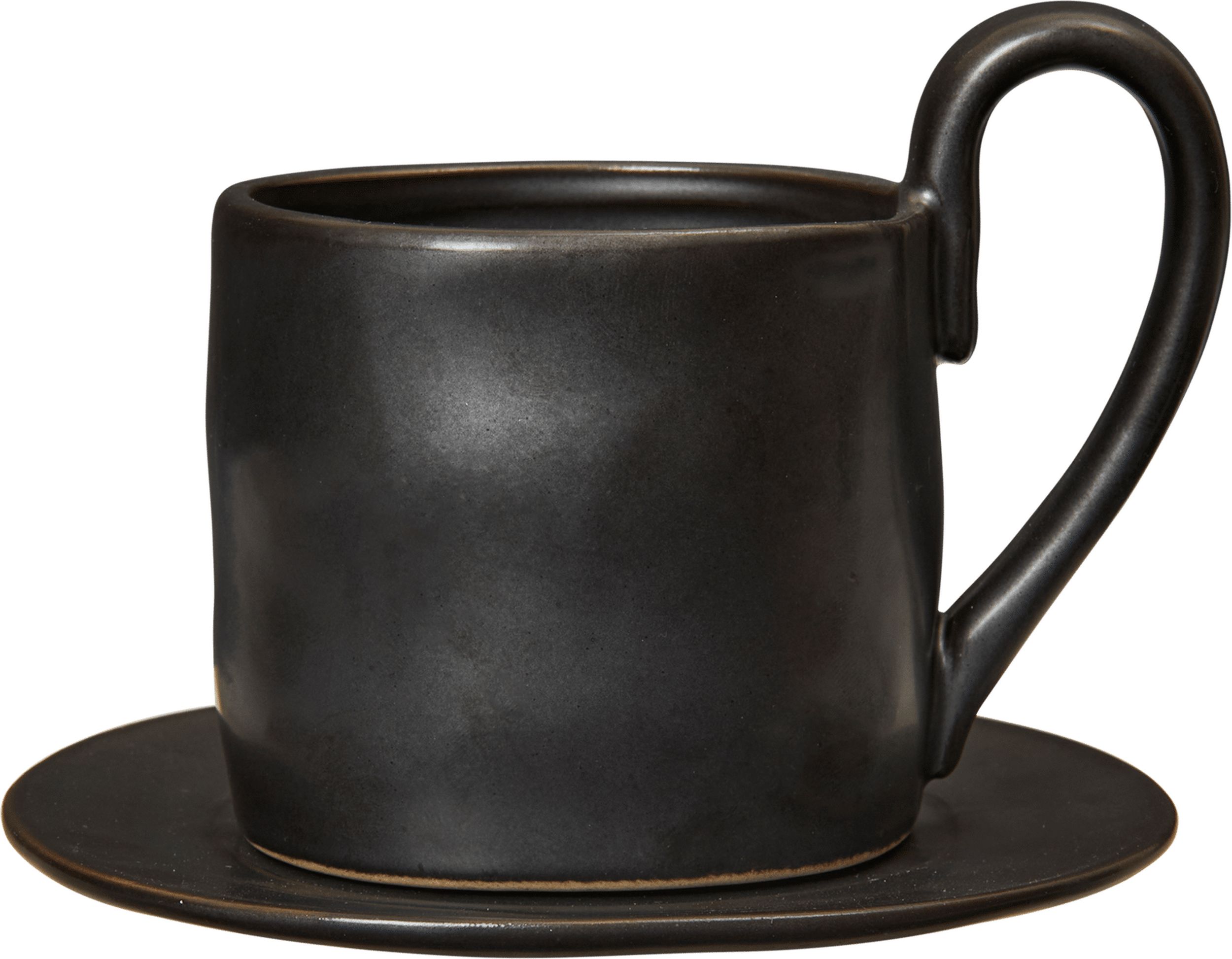 Flow Tasse mit Untertasse, schwarz, 2-teilig