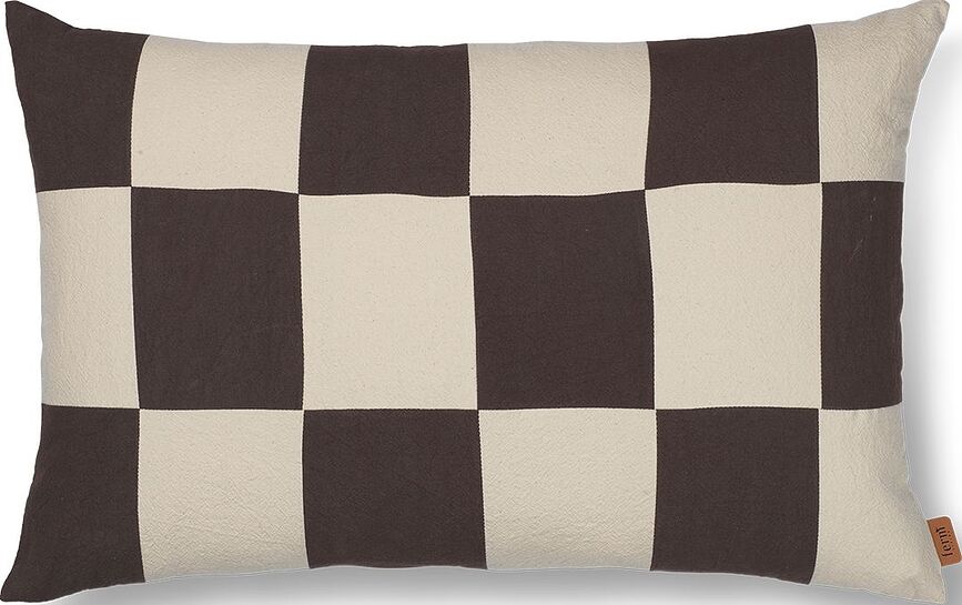 Fold Coussin décoratif à carreaux, 40 x 60 cm, marron et beige