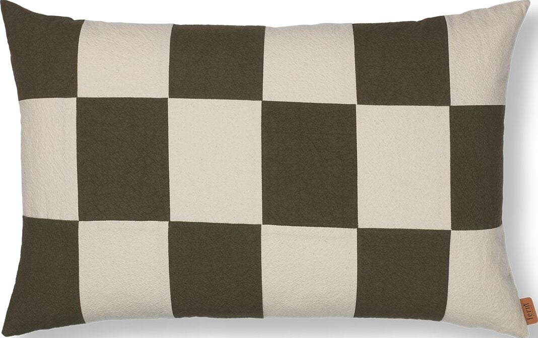 Fold Kissenbezug 40 x 60 cm kariert olivenfarben-beige